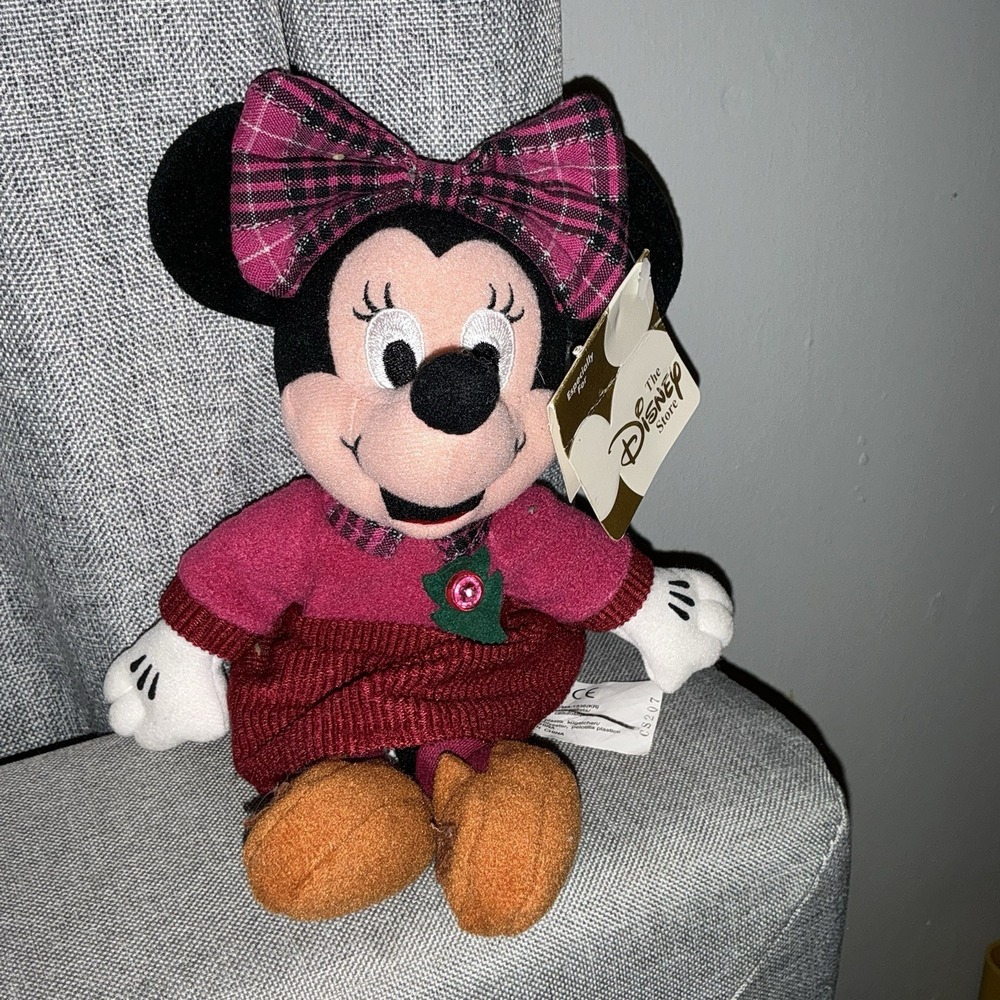 Disney Store "October" Tourmaline Birthstone Minnie Mouse 8" Bean Bag Plush